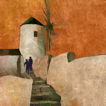 Arts numériques intitulée "Старая мельница" par Aleksandr Korovin, Œuvre d'art originale, Peinture numérique
