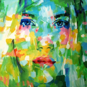 Peinture intitulée "GREEN PORTRAIT" par Aleksandr Ilichev, Œuvre d'art originale, Acrylique