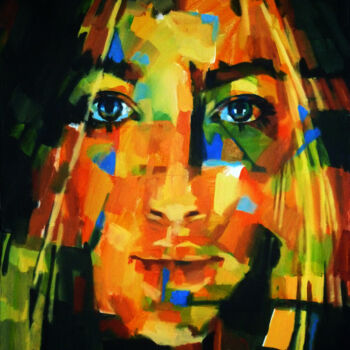 Painting titled "ORANGE PORTRAIT" by Aleksandr Ilichev, Original Artwork, Acrylic