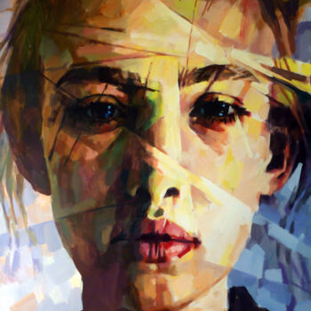 Painting titled "YELLOW PORTRAIT" by Aleksandr Ilichev, Original Artwork, Acrylic