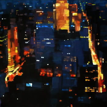 Painting titled "NIGHT" by Aleksandr Ilichev, Original Artwork, Acrylic