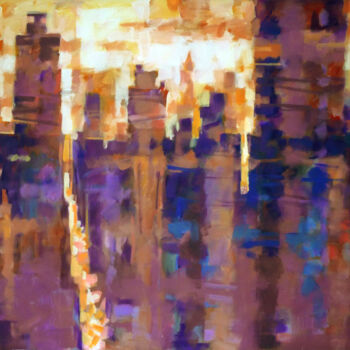 Painting titled "WARM CITY" by Aleksandr Ilichev, Original Artwork, Acrylic