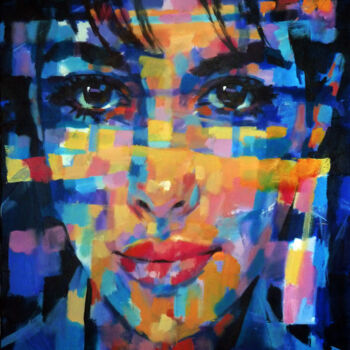 Painting titled "VIBRANT PORTRAIT" by Aleksandr Ilichev, Original Artwork, Acrylic