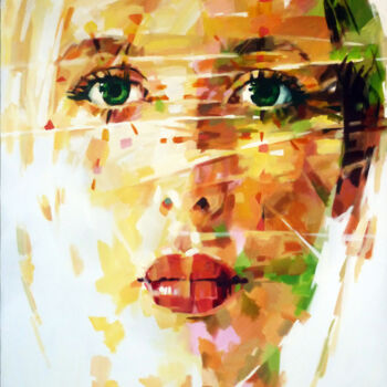 Peinture intitulée "YELLOW PORTRAIT 2" par Aleksandr Ilichev, Œuvre d'art originale, Acrylique