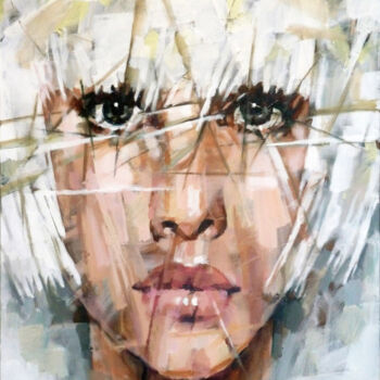 Schilderij getiteld "WHITE PORTRAIT" door Aleksandr Ilichev, Origineel Kunstwerk, Acryl