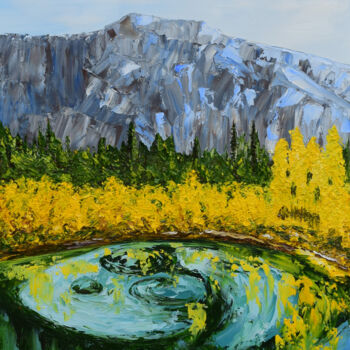 Картина под названием "Altai. Geyser lake.…" - Aleksandr Petelin, Подлинное произведение искусства, Масло