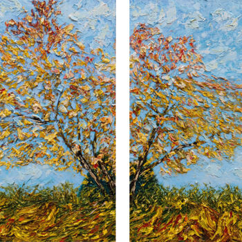 Картина под названием "Autumn. Parts of th…" - Aleksandr Petelin, Подлинное произведение искусства, Масло