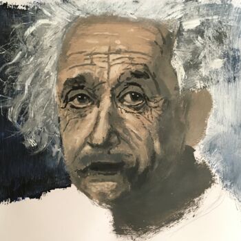 Painting titled "Einstein" by Aleksandr Popdiakunik, Original Artwork, Acrylic