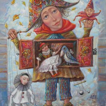 Pintura intitulada "КУКОЛЬНЫЙ ТЕАТР" por Aleksandr Shabanov, Obras de arte originais, Óleo