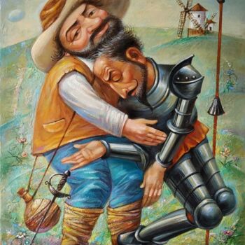 Schilderij getiteld "Дон Кихот и Санчо" door Aleksandr Shabanov, Origineel Kunstwerk, Olie