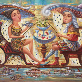 Pintura intitulada "Королевская рыбалка" por Aleksandr Shabanov, Obras de arte originais, Óleo
