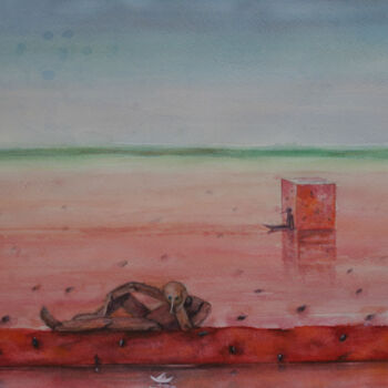 Картина под названием "Melancholy" - Aleksandr Tkachenko, Подлинное произведение искусства, Акварель