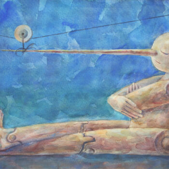 Schilderij getiteld "Autotraining" door Aleksandr Tkachenko, Origineel Kunstwerk, Aquarel