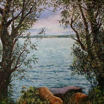 Painting titled "На озере" by Aleksandr Vasilev, Original Artwork