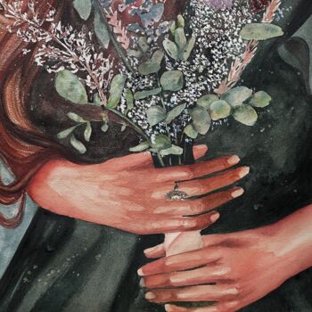 Malerei mit dem Titel "Flower bouquet" von Aleksandra Antonova, Original-Kunstwerk, Aquarell