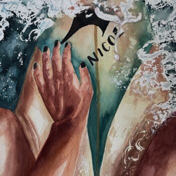 Schilderij getiteld "Surf" door Aleksandra Antonova, Origineel Kunstwerk, Aquarel