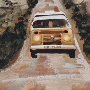 Peinture intitulée "Mini van from Ameri…" par Aleksandra Antonova, Œuvre d'art originale, Gouache