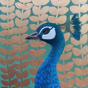Painting titled "Peacock" by Aleksandra Aurelli, Original Artwork, Acrylic