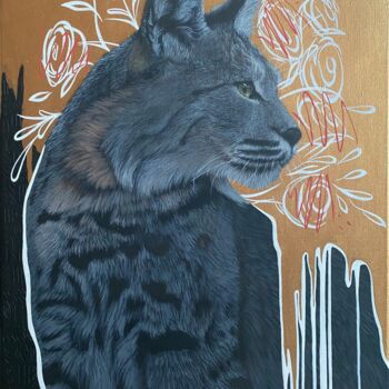 Painting titled "Lynx" by Aleksandra Aurelli, Original Artwork, Acrylic