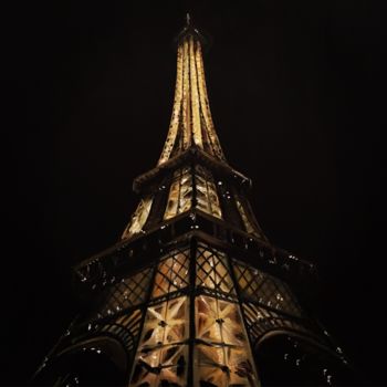 Картина под названием "La Tour Eiffel a la…" - Oleksandra Butenko, Подлинное произведение искусства, Масло