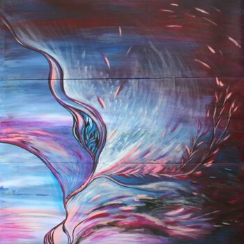 Pintura intitulada "Leaves in the wind" por Aleksandra Cherepanova, Obras de arte originais, Acrílico Montado em Armação em…