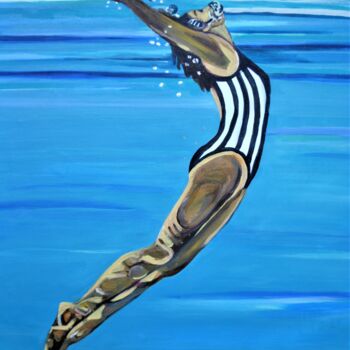 Malarstwo zatytułowany „Swimmer / 92 x 56 x…” autorstwa Alexandra Djokic, Oryginalna praca, Akryl