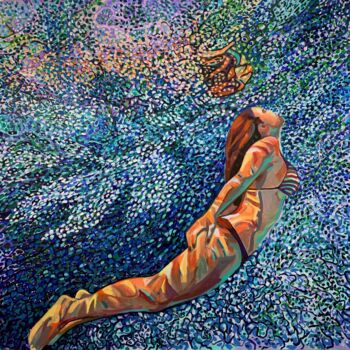 Pintura intitulada "Underwater / 110 x…" por Alexandra Djokic, Obras de arte originais, Acrílico