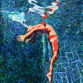 Peinture intitulée "Underwater Green /…" par Alexandra Djokic, Œuvre d'art originale, Acrylique