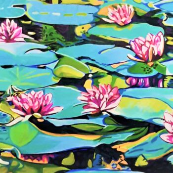 Painting titled "XXXL Water Lilies /…" by Alexandra Djokic, Original Artwork, Acrylic
