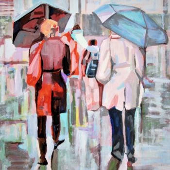 Pittura intitolato "Under umbrella / 70…" da Alexandra Djokic, Opera d'arte originale, Acrilico