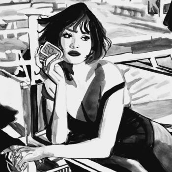 "At the beach / 65 x…" başlıklı Resim Alexandra Djokic tarafından, Orijinal sanat, Mürekkep