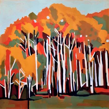 Schilderij getiteld "Autumn Forest / 70…" door Alexandra Djokic, Origineel Kunstwerk, Acryl