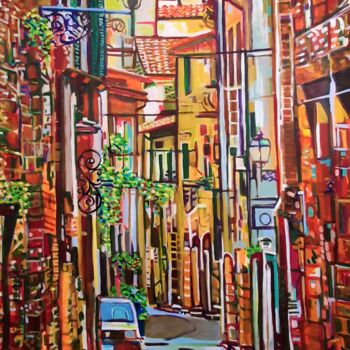Malerei mit dem Titel "Mediterranean stree…" von Alexandra Djokic, Original-Kunstwerk, Acryl