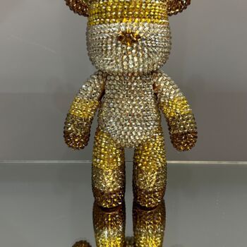 Sculpture intitulée "Gold crystal bear" par Aleksandra H, Œuvre d'art originale, Mosaïque