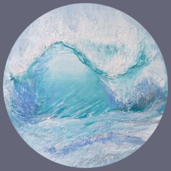 Painting titled "BLUE WAVE. Sea abst…" by Aleksandra Kazantseva, Original Artwork, Oil