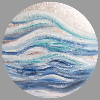 Pintura intitulada "WAVES. Ocean abstra…" por Aleksandra Kazantseva, Obras de arte originais, Óleo Montado em Cartão