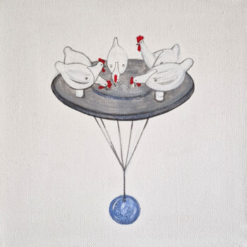 Peinture intitulée "Курочки" par Aleksandra M, Œuvre d'art originale, Acrylique