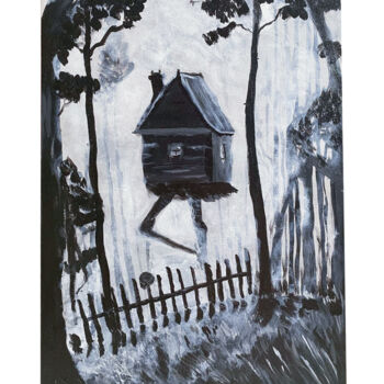 Картина под названием "Дом бабы Яги" - Александра Сашина, Подлинное произведение искусства, Акрил