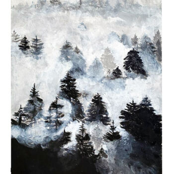 Painting titled "Туманный лес" by Aleksandra Sasina, Original Artwork, Acrylic