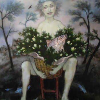 Malerei mit dem Titel "Весна на Васильевск…" von Aleksandra Scastlivaa (A Makarova Schastlivaya), Original-Kunstwerk, Öl