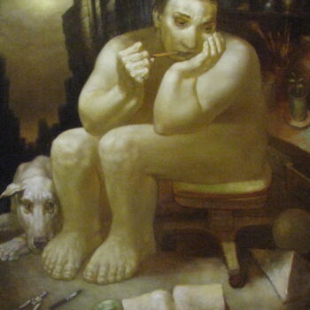 Painting titled "Melancholy ." by Aleksandra Scastlivaa (A Makarova Schastlivaya), Original Artwork, Oil