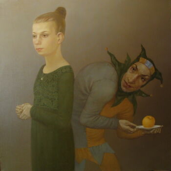 Painting titled "Awkward age \ Перех…" by Aleksandra Scastlivaa (A Makarova Schastlivaya), Original Artwork, Oil