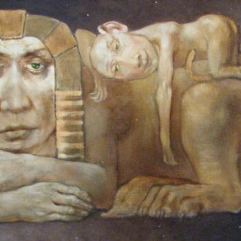 Malerei mit dem Titel "Mother & Child . Ма…" von Aleksandra Scastlivaa (A Makarova Schastlivaya), Original-Kunstwerk, Öl