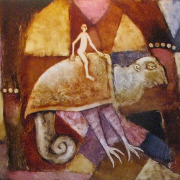 Painting titled "Наездник . Rider" by Aleksandra Scastlivaa (A Makarova Schastlivaya), Original Artwork, Oil