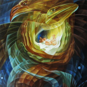 Pintura titulada "Birth of the Abyss…" por Aleksandra Scastlivaa (A Makarova Schastlivaya), Obra de arte original, Oleo