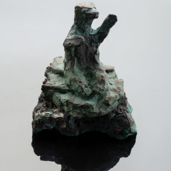 Sculptuur getiteld "Sloth on chrysocolla" door Aleksandra Shvetskaia (ASHV), Origineel Kunstwerk, Bronzen