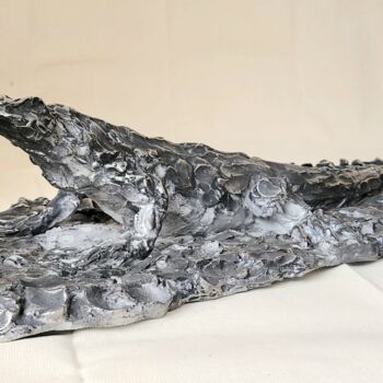 Sculpture titled "Iguana aluminum" by Aleksandra Shvetskaia (ASHV), Original Artwork, Aluminium
