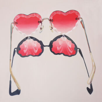 Schilderij getiteld "Heart Shaped Glasse…" door Aleksandra Stefanova (ASupernova Studio), Origineel Kunstwerk, Olie