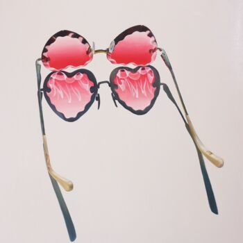 Ζωγραφική με τίτλο "Heart Shaped Glasse…" από Aleksandra Stefanova (ASupernova Studio), Αυθεντικά έργα τέχνης, Λάδι