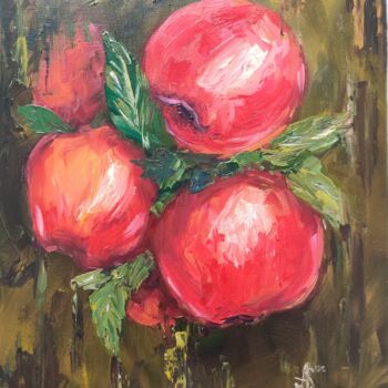 Schilderij getiteld "Red Apples" door Aleksandra Svetlichnaya, Origineel Kunstwerk, Olie